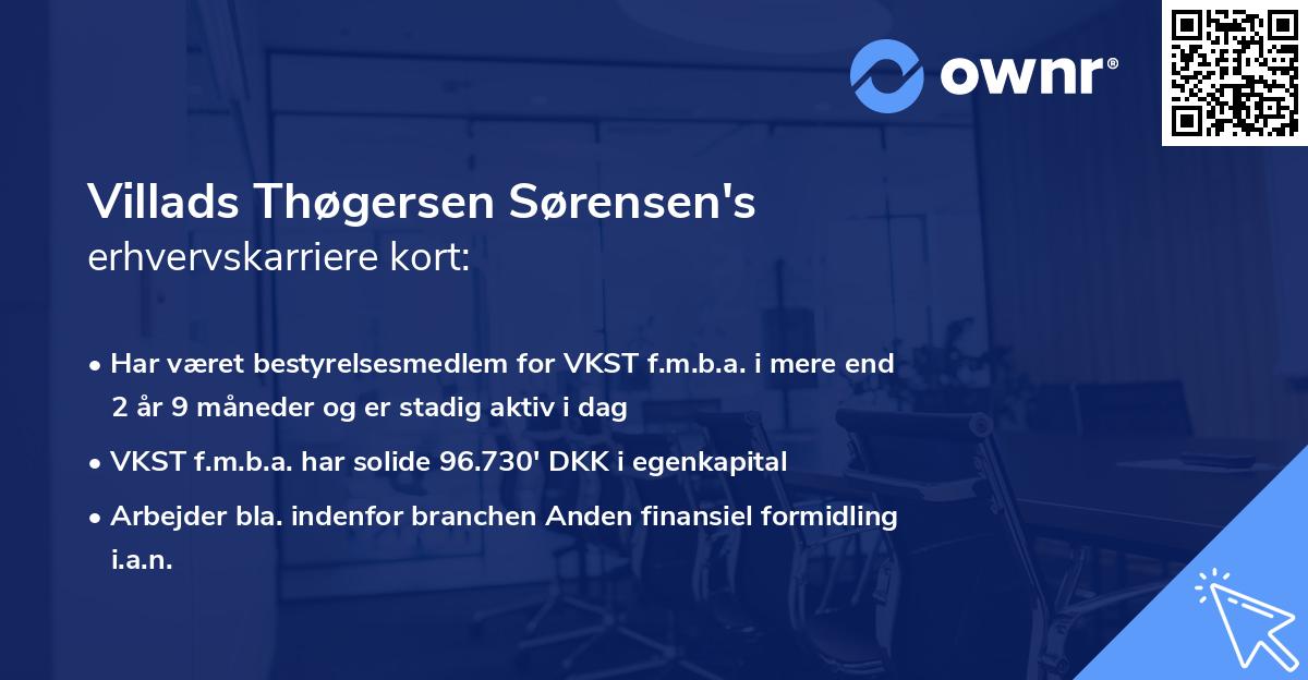 Villads Thøgersen Sørensen's erhvervskarriere kort