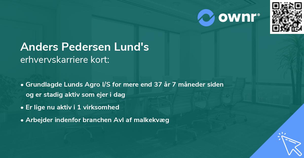 Anders Pedersen Lund's erhvervskarriere kort