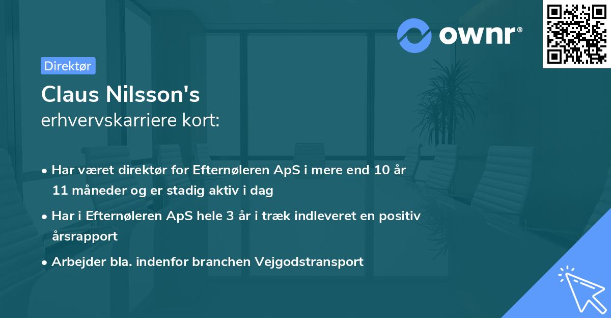 Claus Nilsson's erhvervskarriere kort