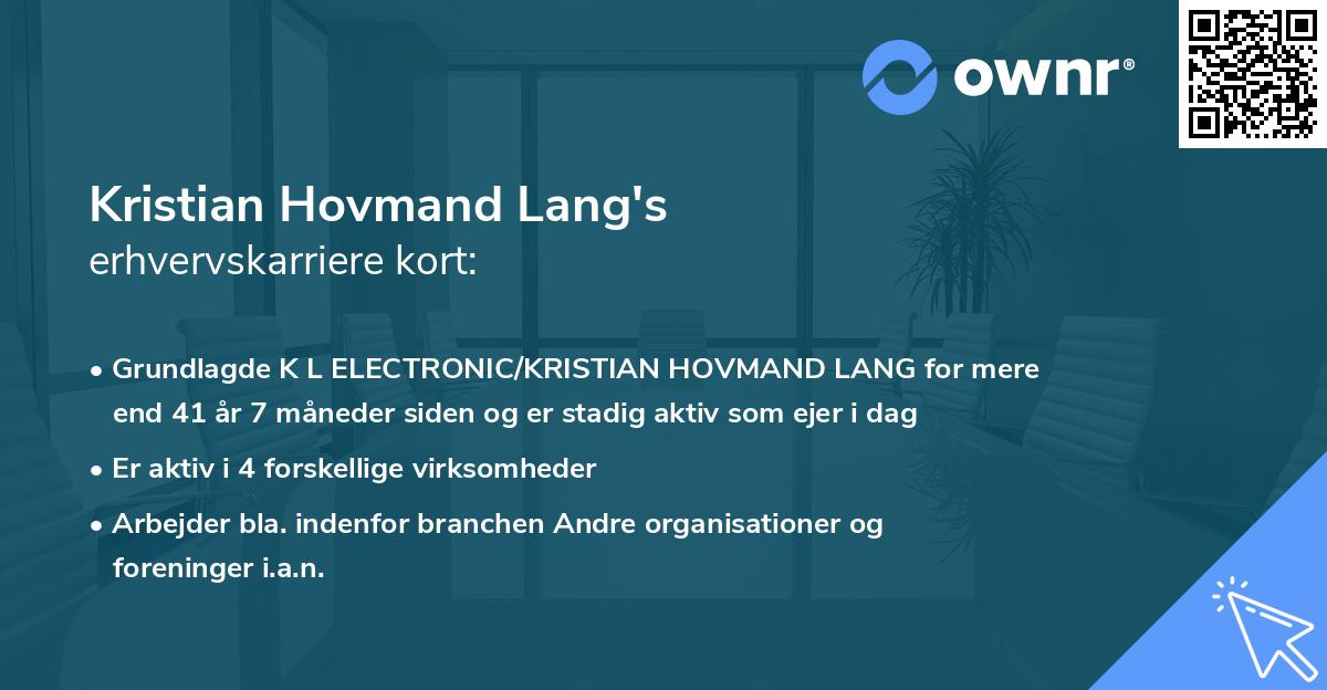 Kristian Hovmand Lang's erhvervskarriere kort