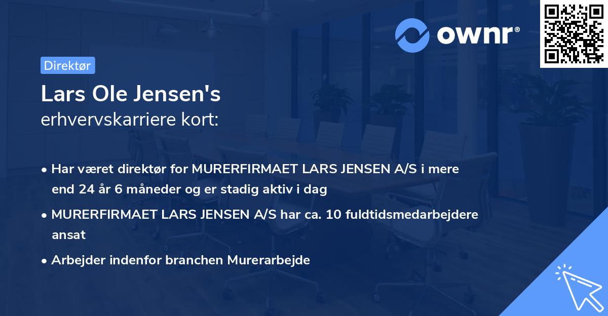 Lars Ole Jensen's erhvervskarriere kort