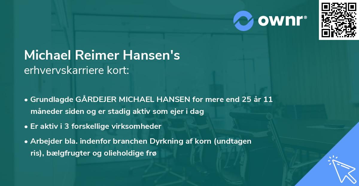 Michael Reimer Hansen's erhvervskarriere kort