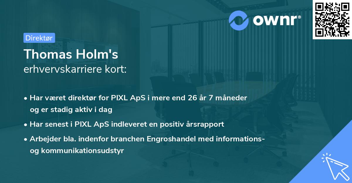 Thomas Holm's erhvervskarriere kort