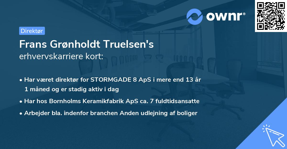 Frans Grønholdt Truelsen's erhvervskarriere kort