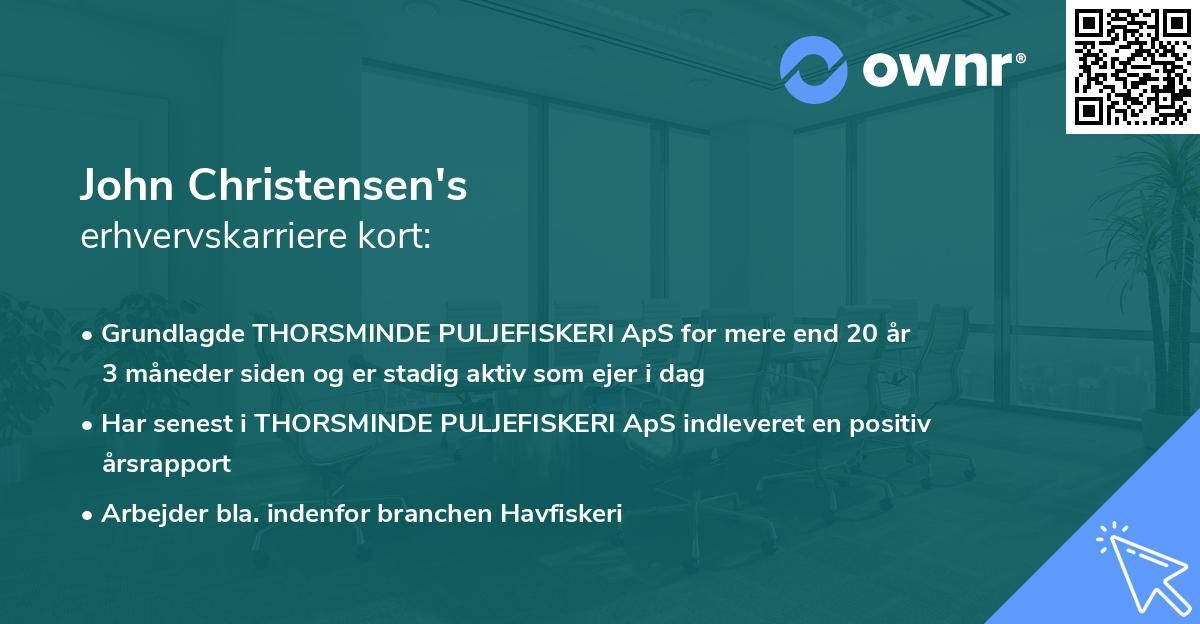John Christensen's erhvervskarriere kort