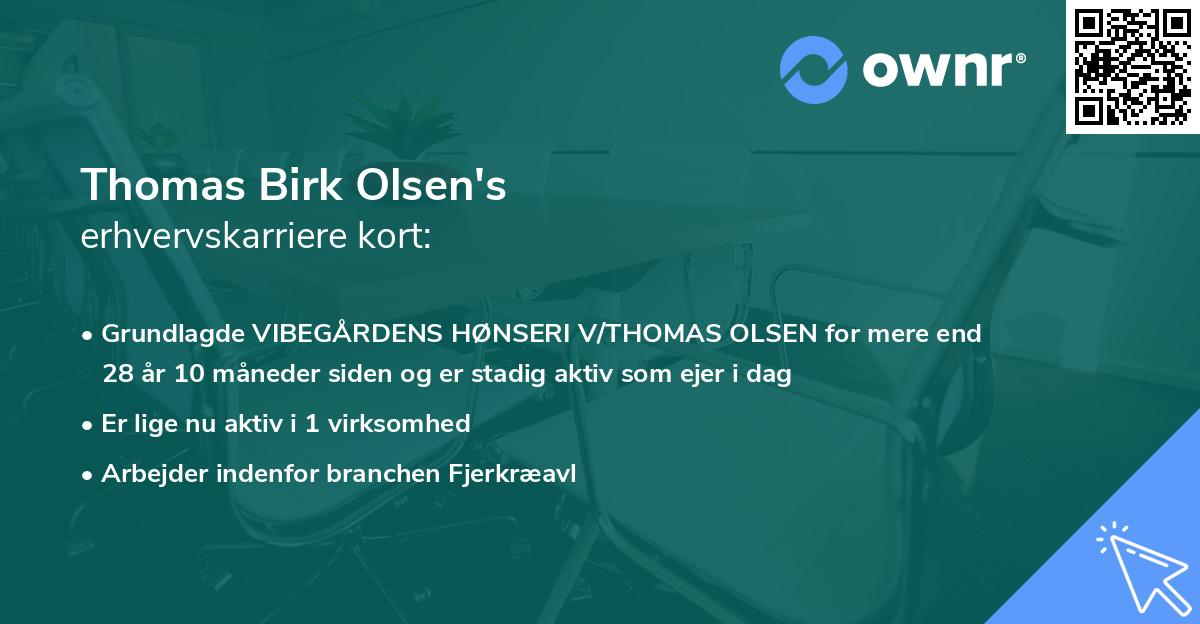 Thomas Birk Olsen's erhvervskarriere kort