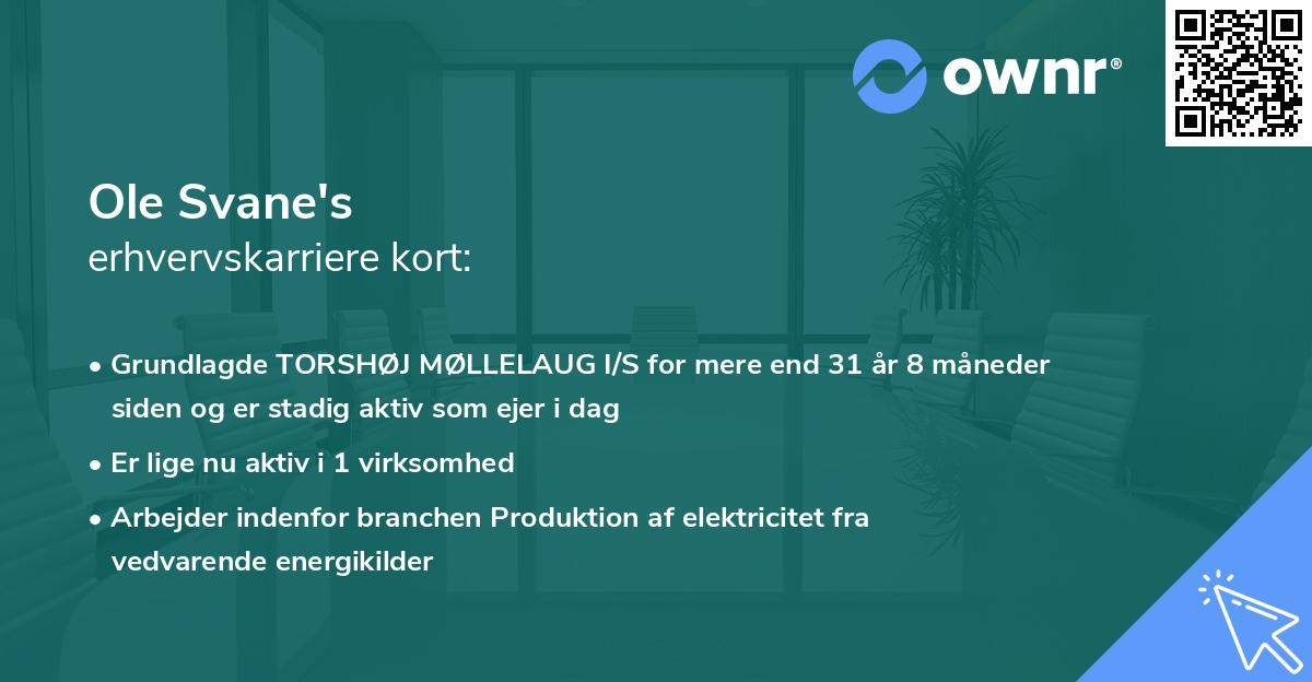 Ole Svane's erhvervskarriere kort