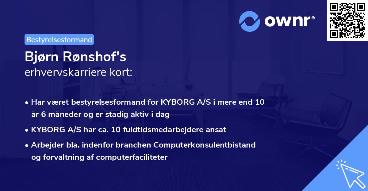 Bjørn Rønshof's erhvervskarriere kort
