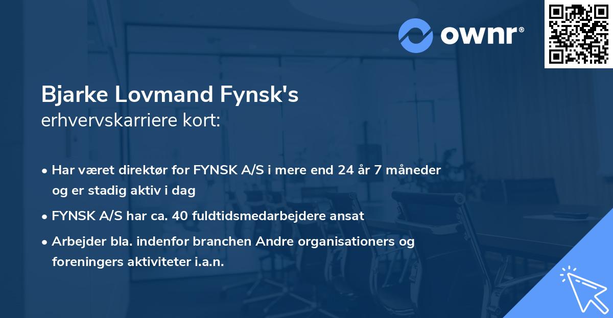 Bjarke Lovmand Fynsk's erhvervskarriere kort