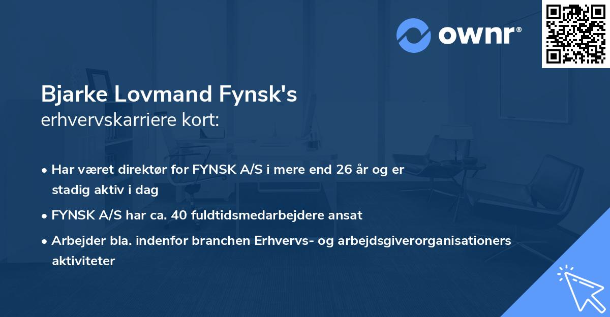 Bjarke Lovmand Fynsk's erhvervskarriere kort