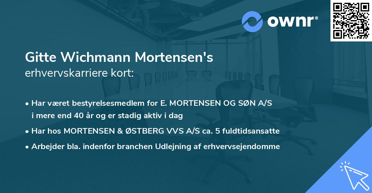 Gitte Wichmann Mortensen's erhvervskarriere kort