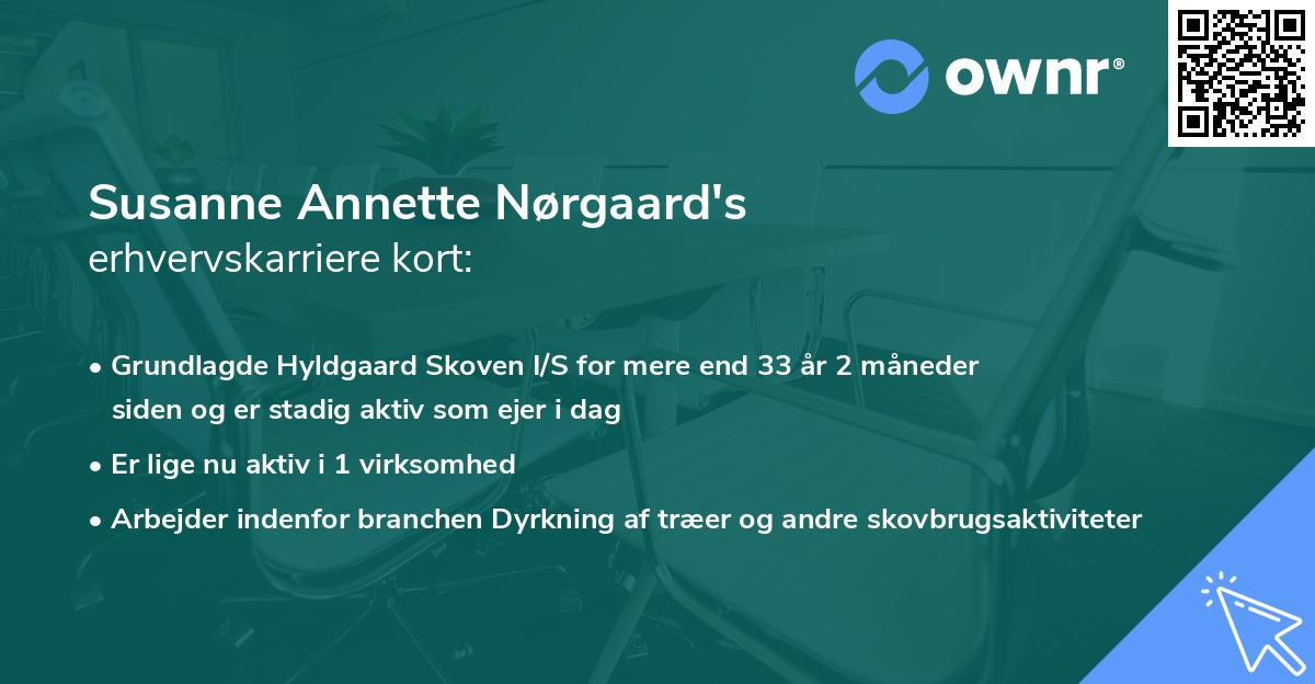 Susanne Annette Nørgaard's erhvervskarriere kort