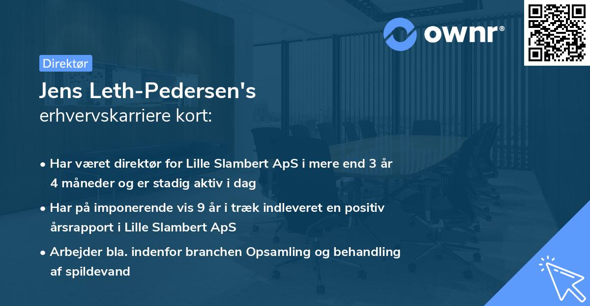 Jens Leth-Pedersen's erhvervskarriere kort