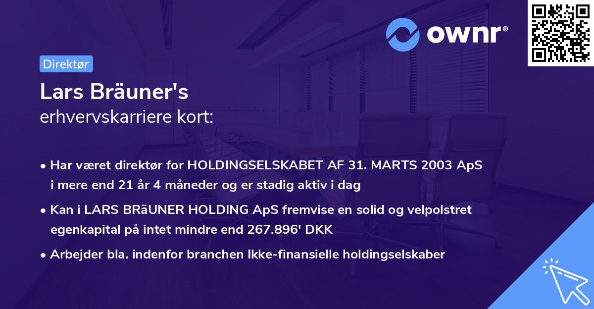 Lars Bräuner's erhvervskarriere kort