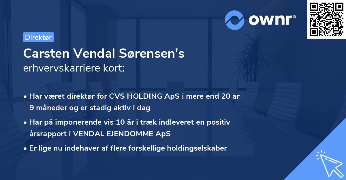 Carsten Vendal Sørensen's erhvervskarriere kort