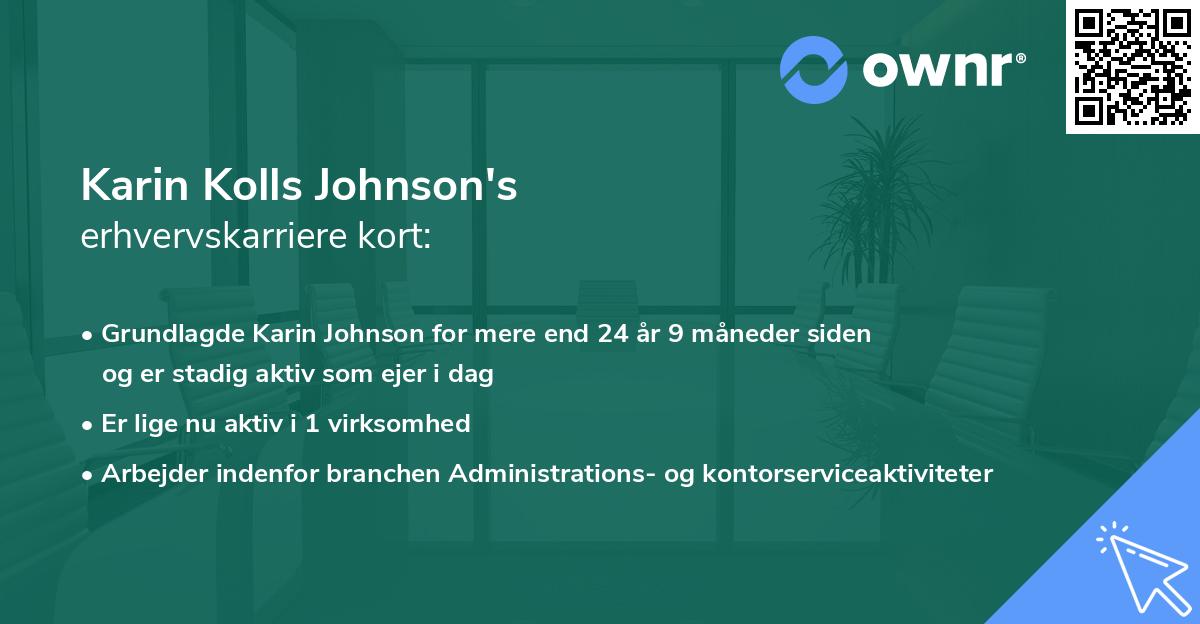 Karin Kolls Johnson's erhvervskarriere kort