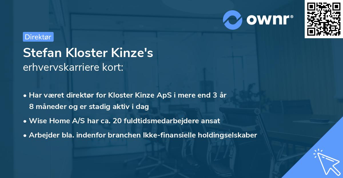 Stefan Kloster Kinze's erhvervskarriere kort