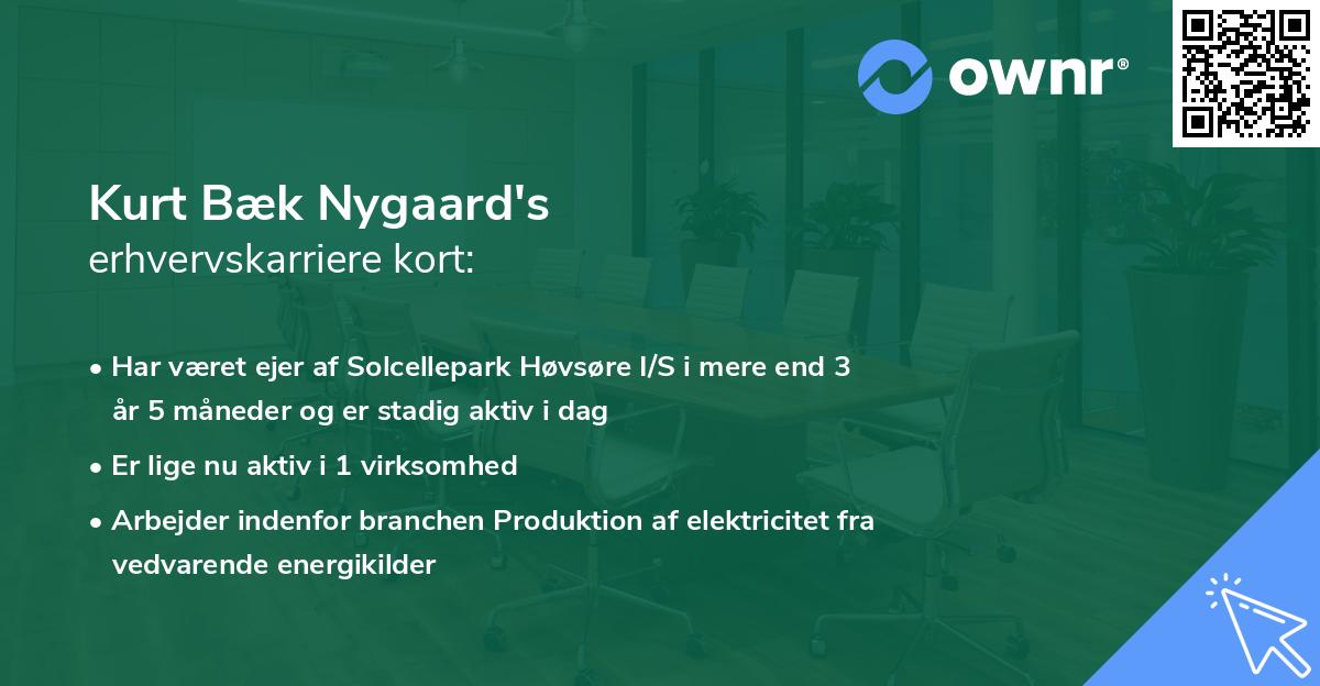 Kurt Bæk Nygaard's erhvervskarriere kort