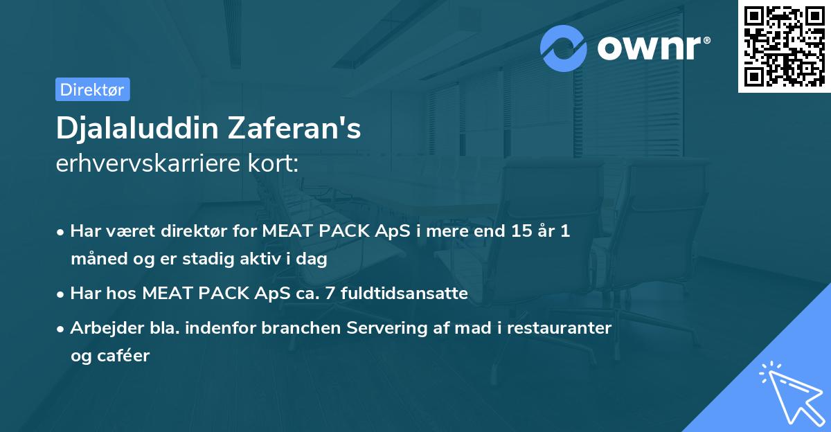 Djalaluddin Zaferan's erhvervskarriere kort