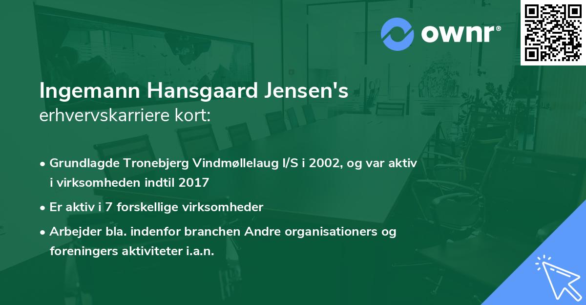 Ingemann Hansgaard Jensen's erhvervskarriere kort