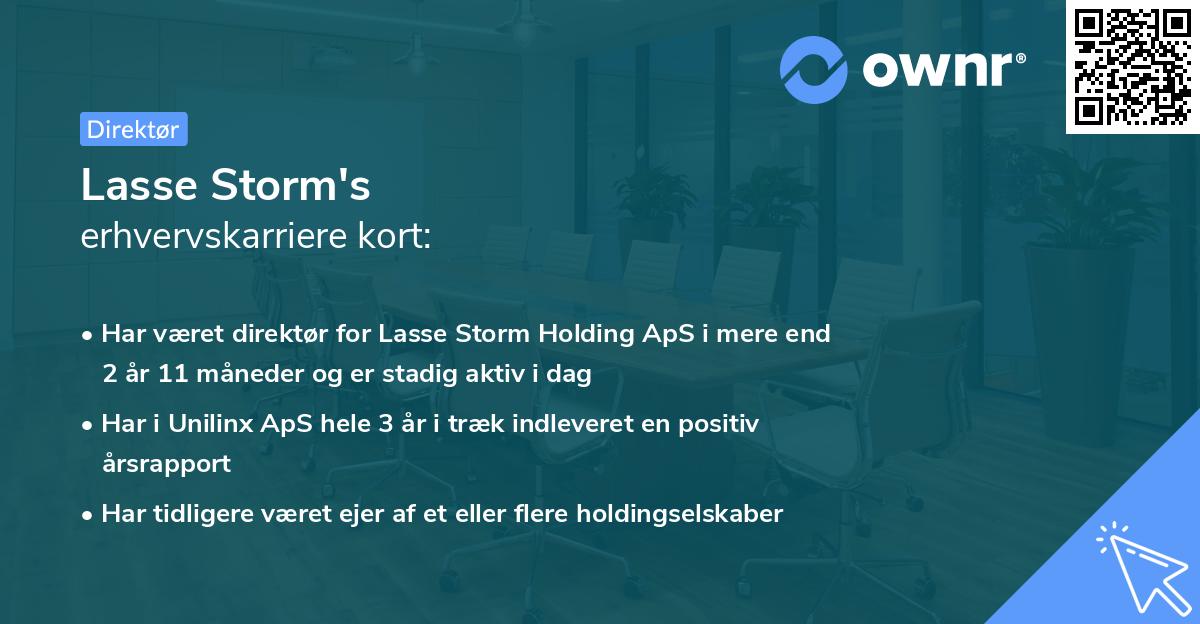 Lasse Storm's erhvervskarriere kort