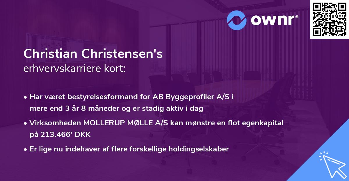 Christian Christensen's erhvervskarriere kort