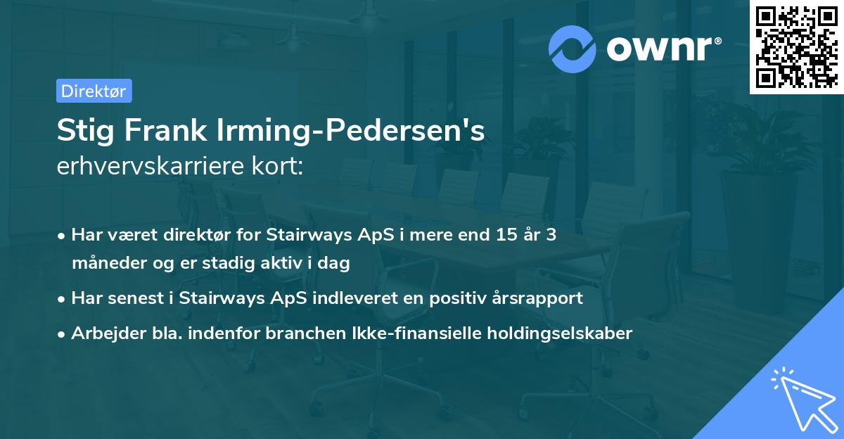 Stig Frank Irming-Pedersen's erhvervskarriere kort