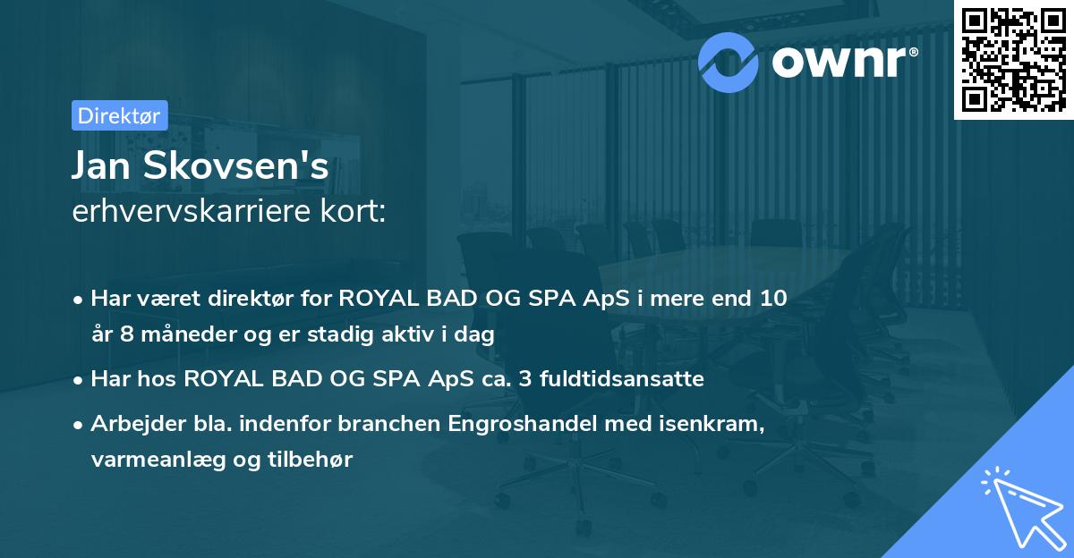Jan Skovsen's erhvervskarriere kort