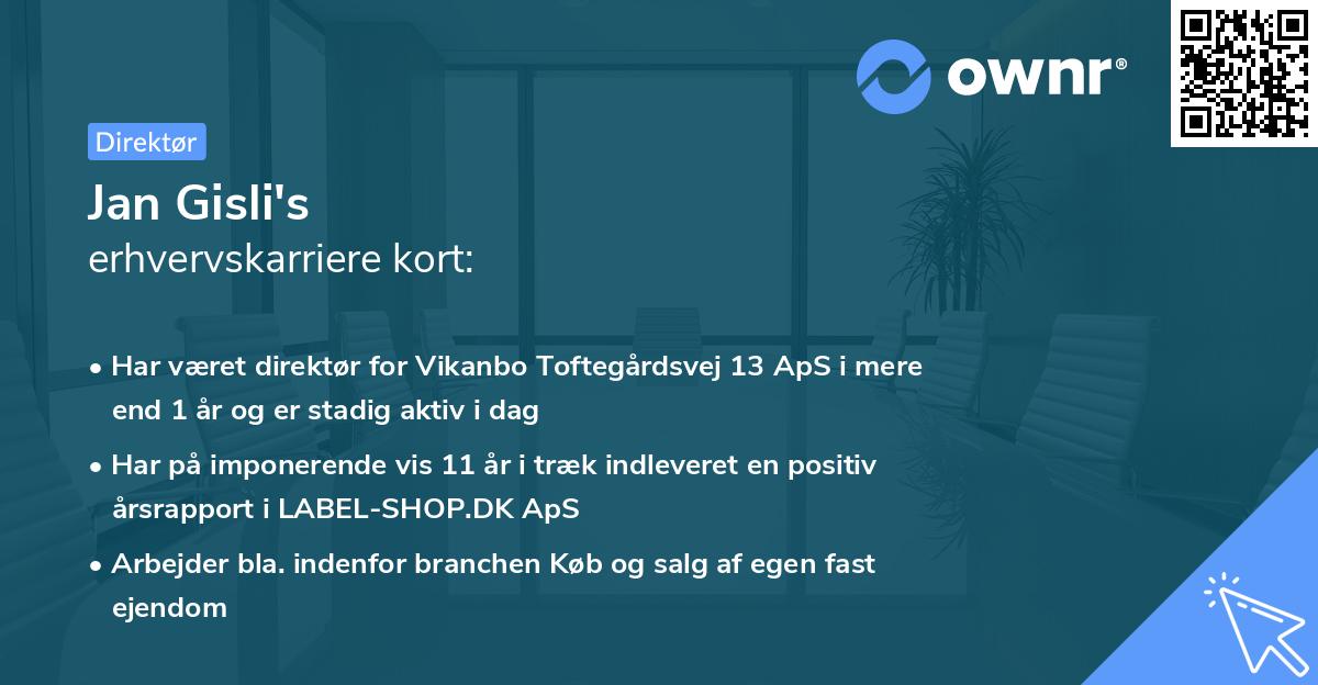 Jan Gisli's erhvervskarriere kort