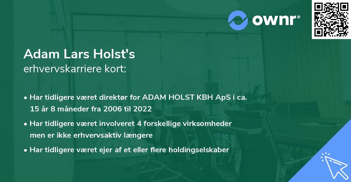 Adam Lars Holst's erhvervskarriere kort