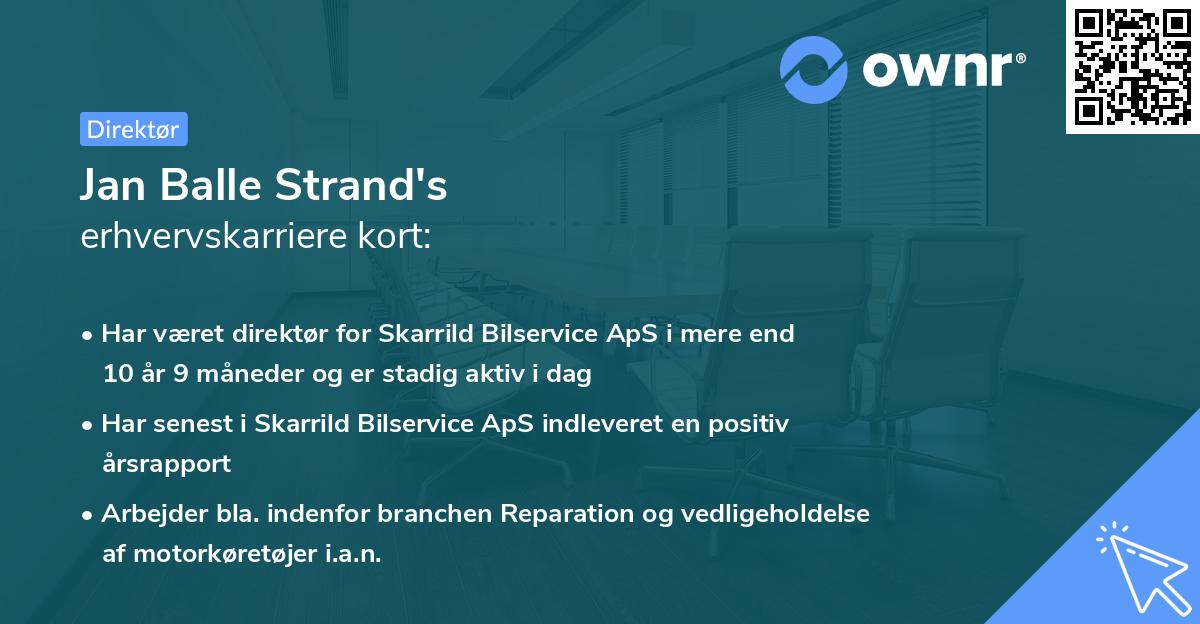 Jan Balle Strand's erhvervskarriere kort