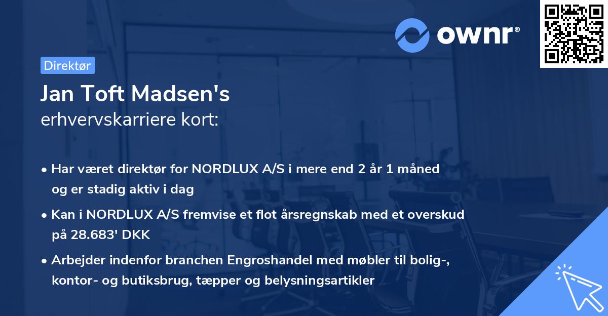 Jan Toft Madsen's erhvervskarriere kort