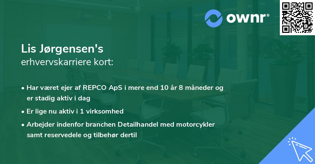 Lis Jørgensen's erhvervskarriere kort
