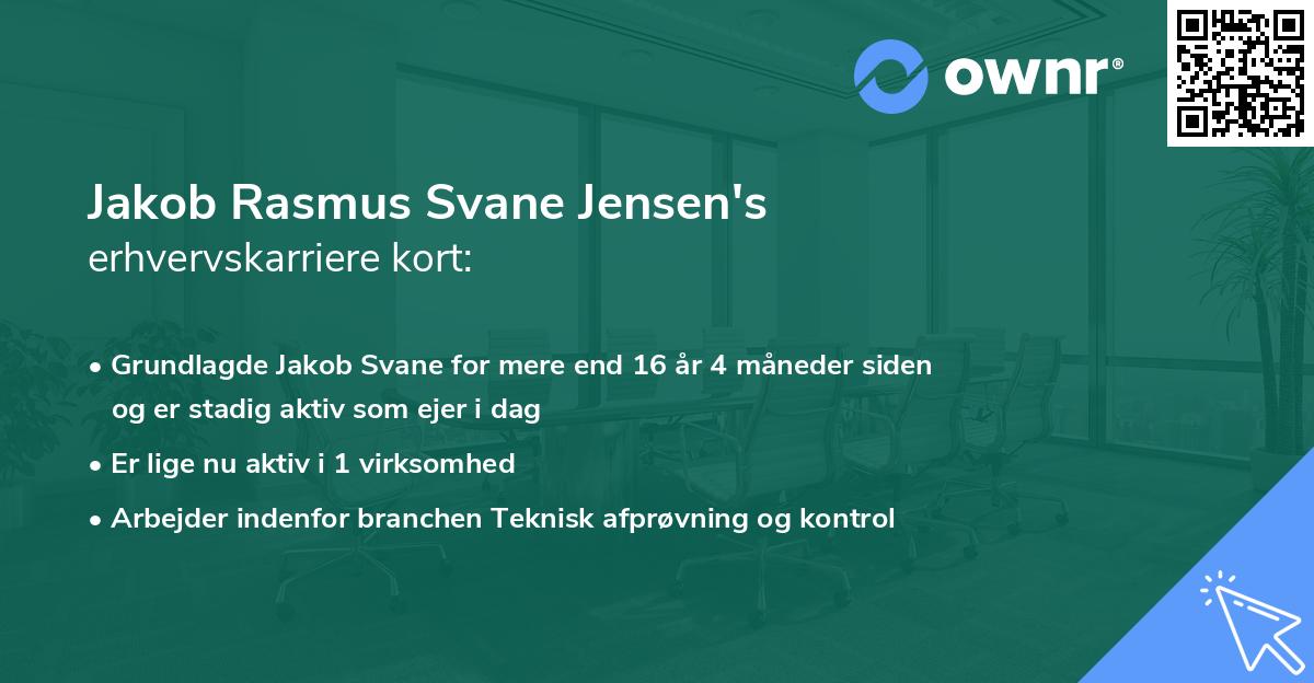 Jakob Rasmus Svane Jensen's erhvervskarriere kort