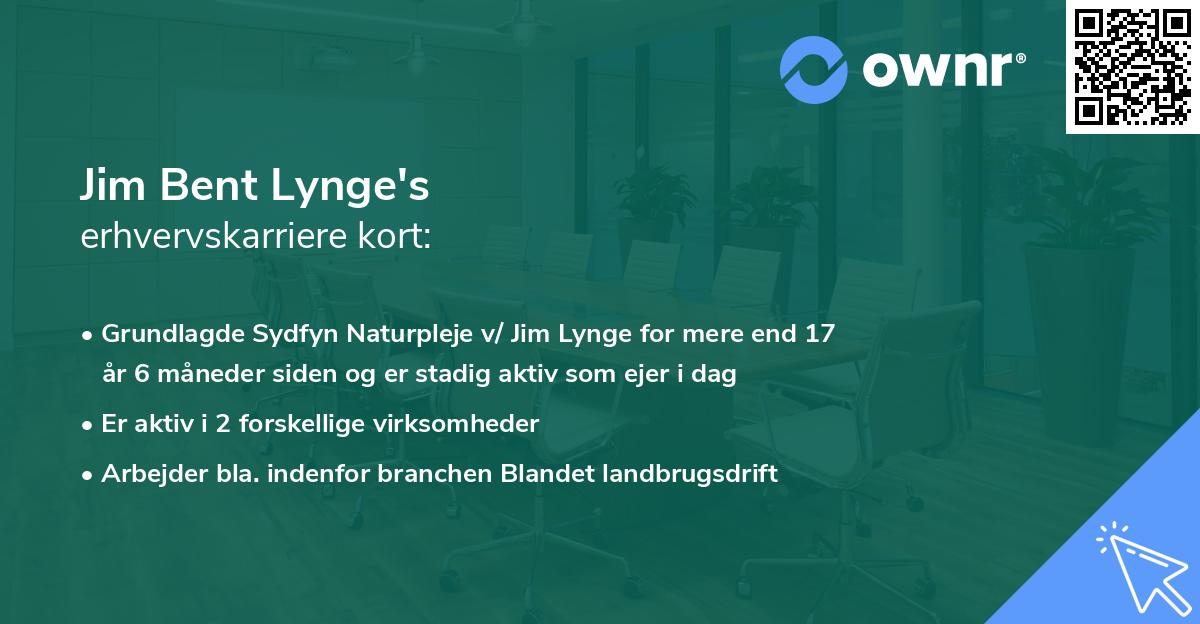 Jim Bent Lynge's erhvervskarriere kort