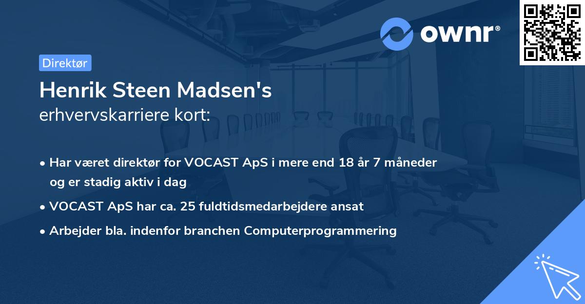 Henrik Steen Madsen's erhvervskarriere kort
