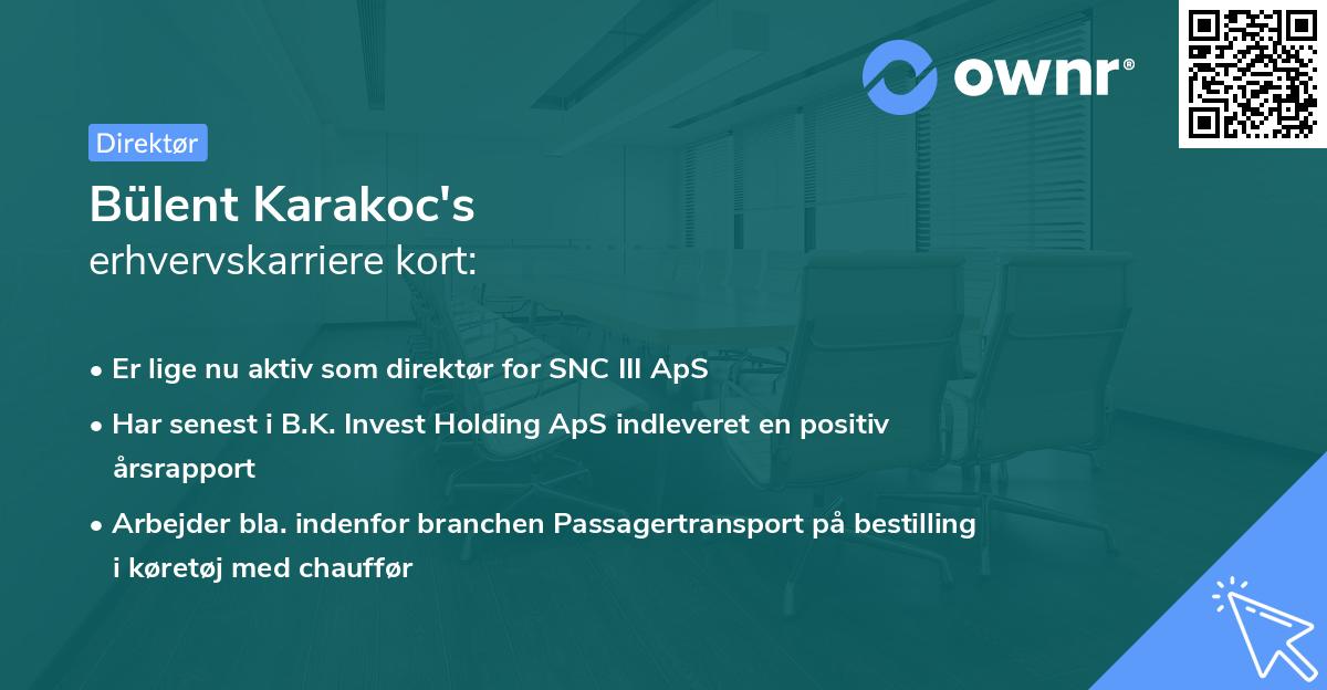 Bülent Karakoc's erhvervskarriere kort