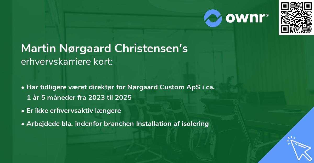 Martin Nørgaard Christensen's erhvervskarriere kort