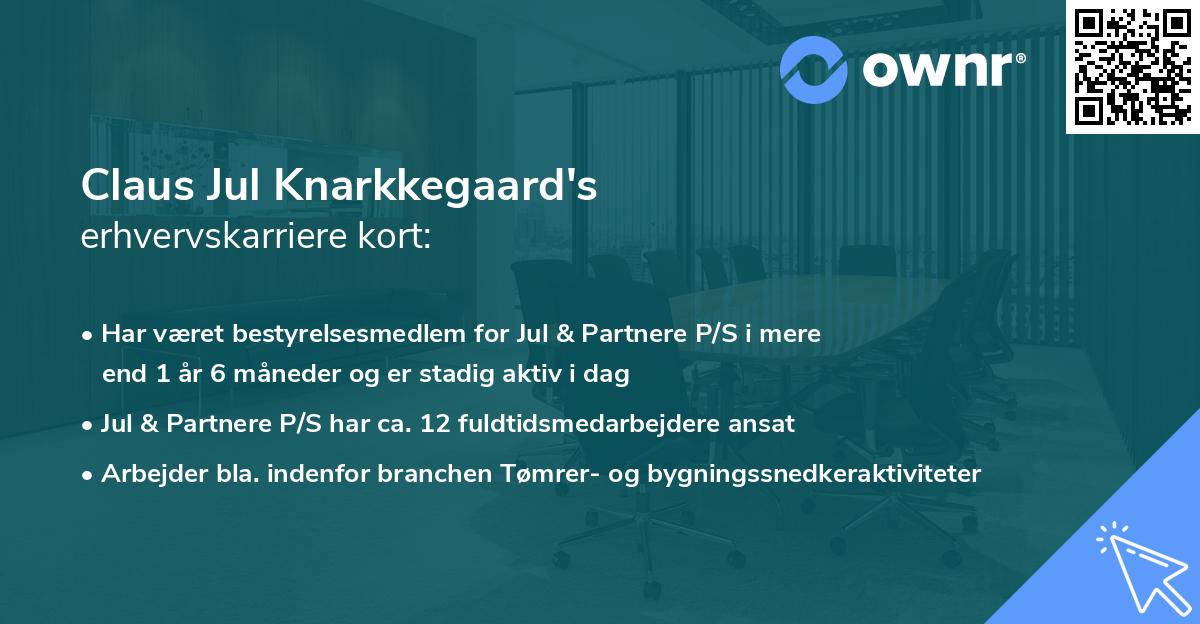 Claus Jul Knarkkegaard's erhvervskarriere kort