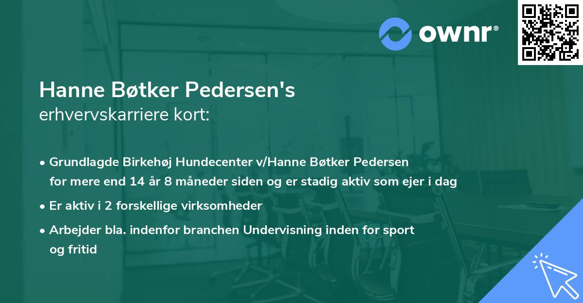 Hanne Bøtker Pedersen's erhvervskarriere kort