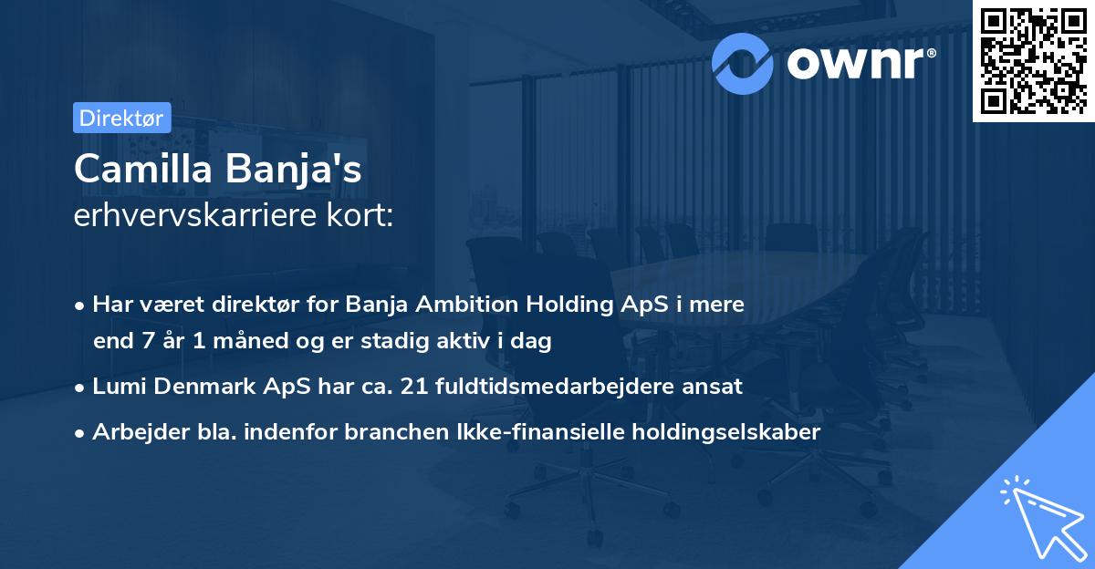Camilla Banja's erhvervskarriere kort
