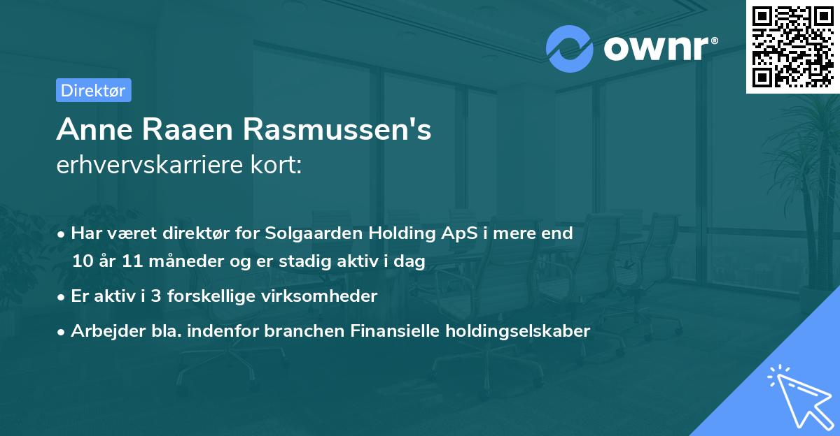 Anne Raaen Rasmussen's erhvervskarriere kort