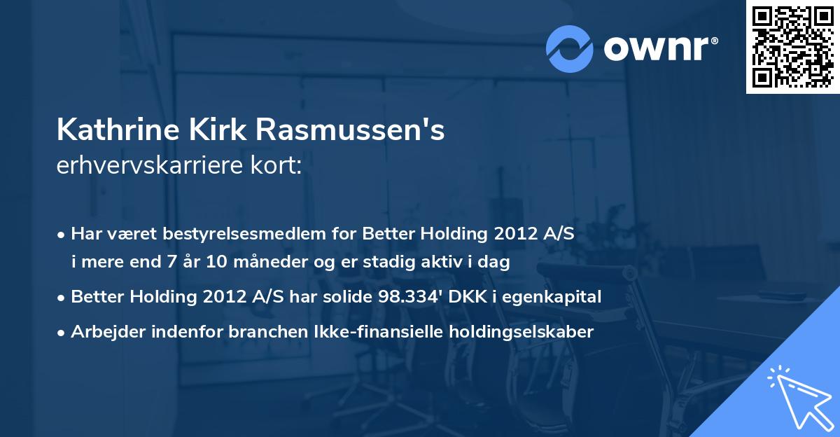 Kathrine Kirk Rasmussen's erhvervskarriere kort