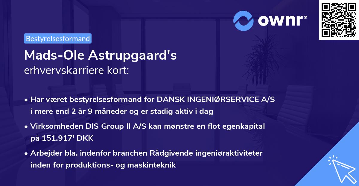 Mads-Ole Astrupgaard's erhvervskarriere kort
