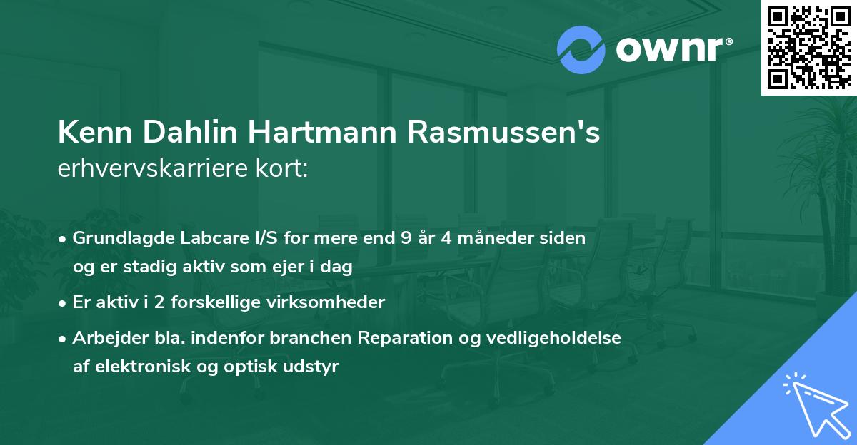 Kenn Dahlin Hartmann Rasmussen's erhvervskarriere kort