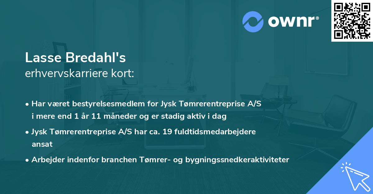 Lasse Bredahl's erhvervskarriere kort
