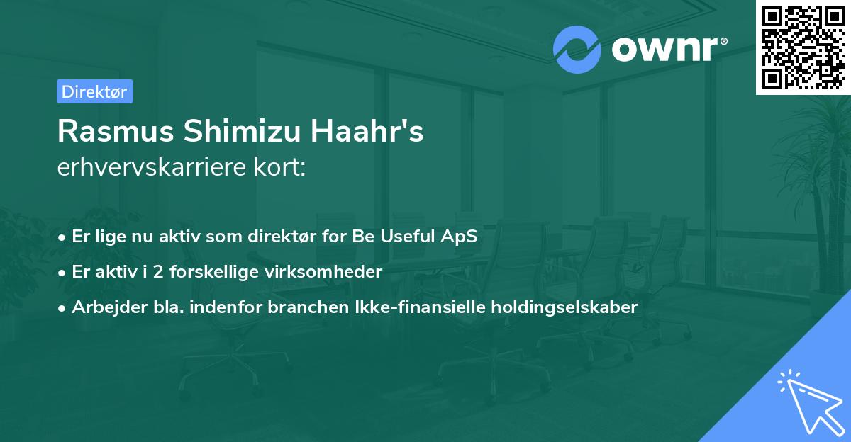 Rasmus Shimizu Haahr's erhvervskarriere kort