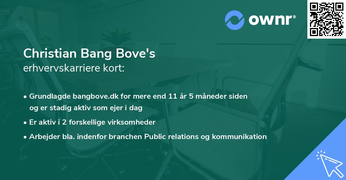 Christian Bang Bove's erhvervskarriere kort