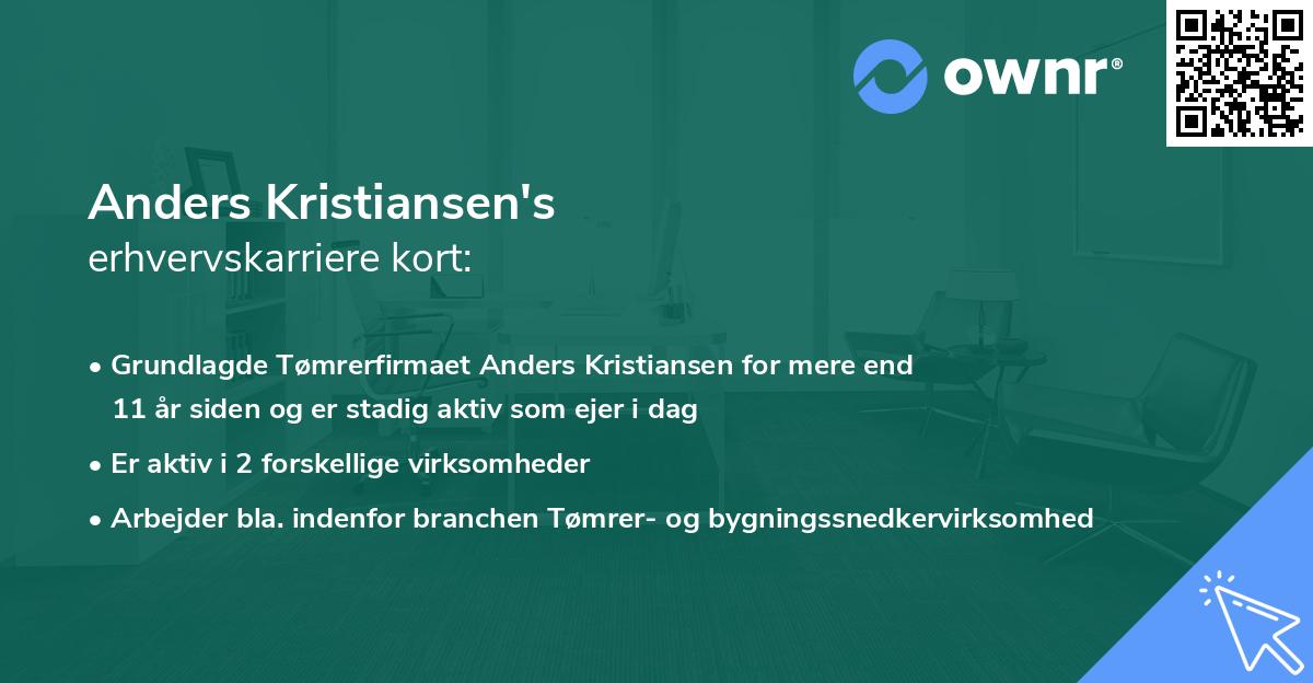 Anders Kristiansen's erhvervskarriere kort