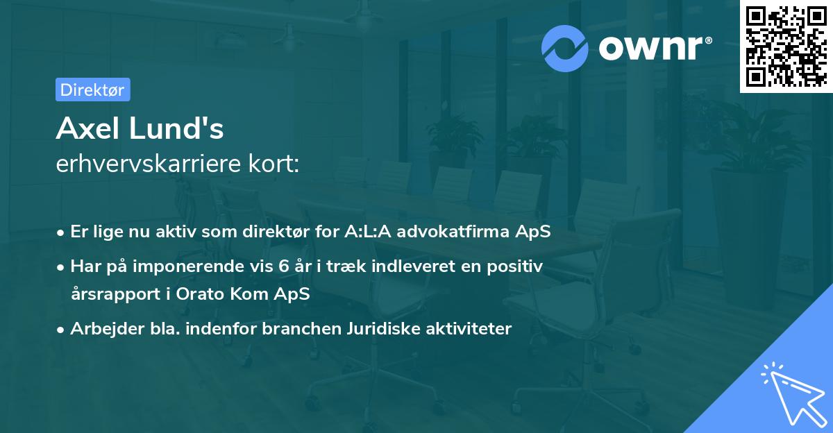 Axel Lund's erhvervskarriere kort